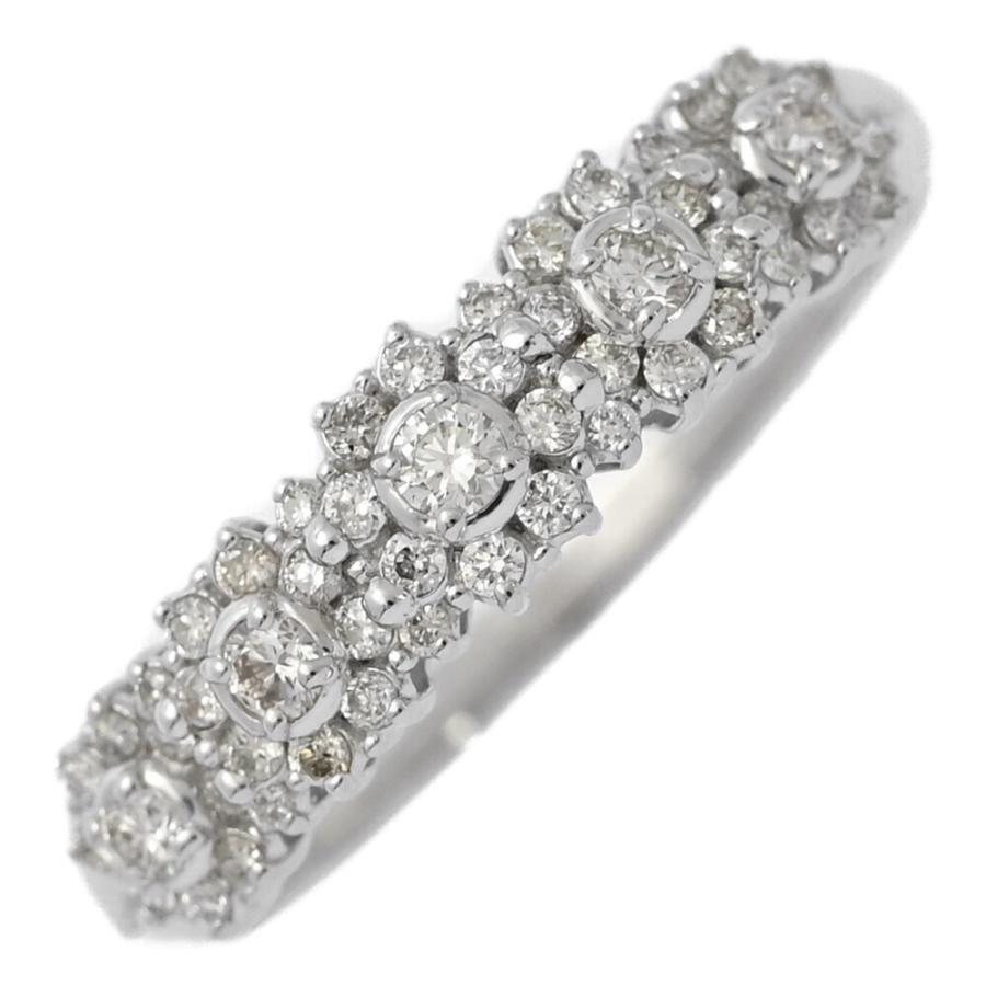 0.4ct/フラワーモチーフ ダイヤモンド リング・指輪/K18WG/750-2.6g/22