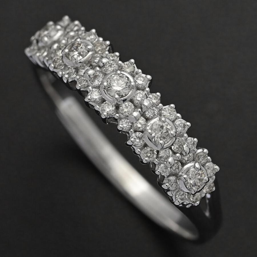 0.4ct/フラワーモチーフ ダイヤモンド リング・指輪/K18WG/750-2.6g/22
