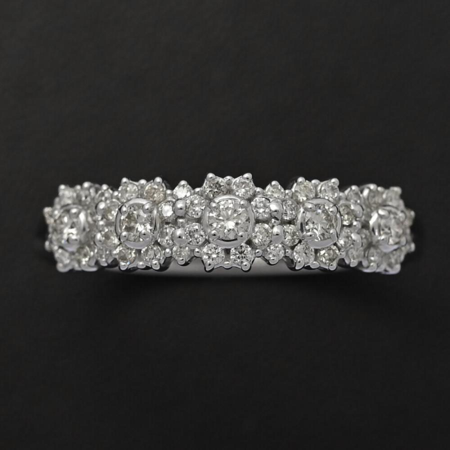 0.4ct/フラワーモチーフ ダイヤモンド リング・指輪/K18WG/750-2.6g/22