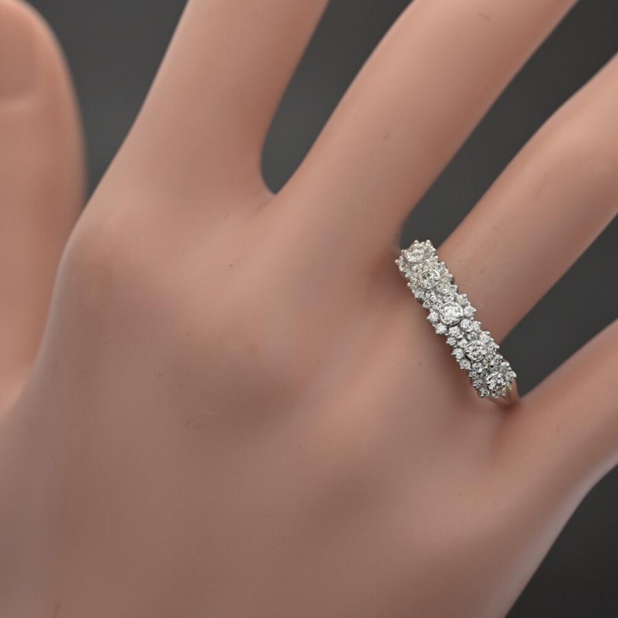 0.4ct/フラワーモチーフ ダイヤモンド リング・指輪/K18WG/750-2.6g/22