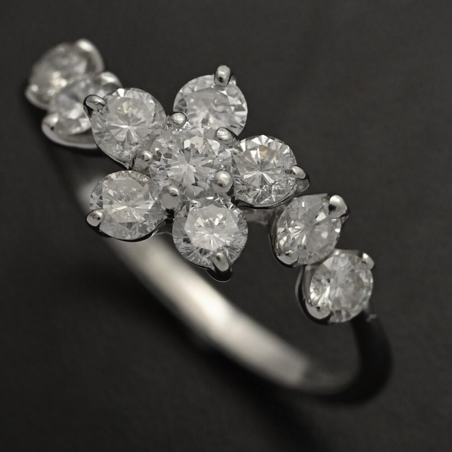 1ct/フラワーモチーフ 10P ダイヤモンド リング・指輪/Pt900-3.1g/13号