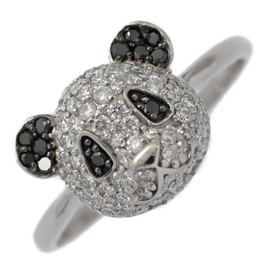 0.5ct/パンダモチーフ・ブラックダイヤモンドリング・指輪/Pt900-3.4g 