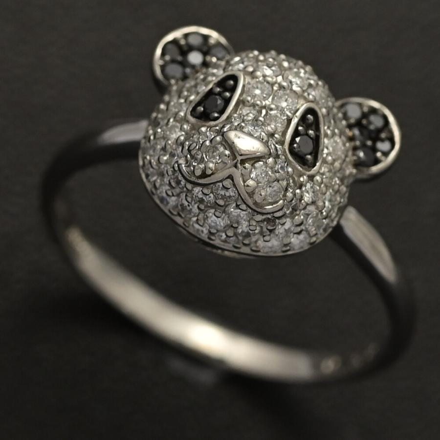 0.5ct/パンダモチーフ・ブラックダイヤモンドリング・指輪/Pt900-3.4g 