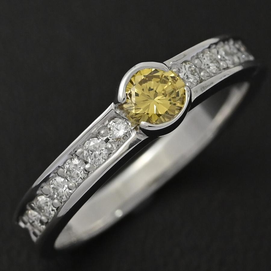0.255ct/イエローダイヤモンド カラーレスダイヤモンド リング・指輪