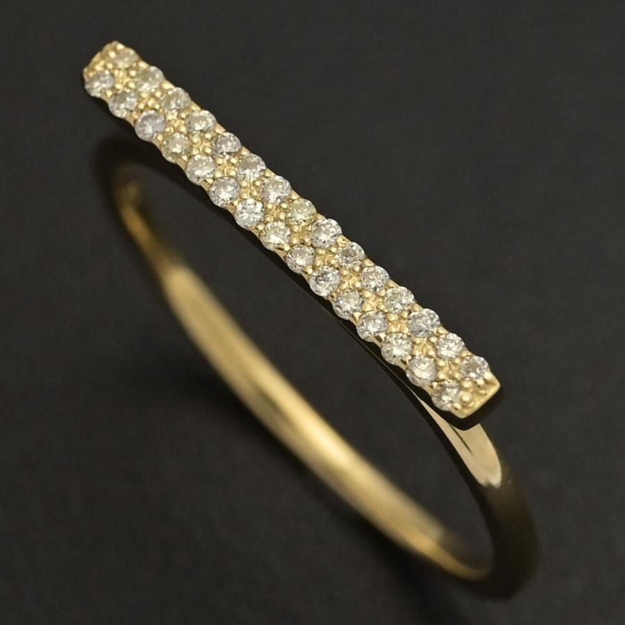 0.1ct/ラインデザイン 30P ダイヤモンド リング・指輪/K18YG/750-1.7g