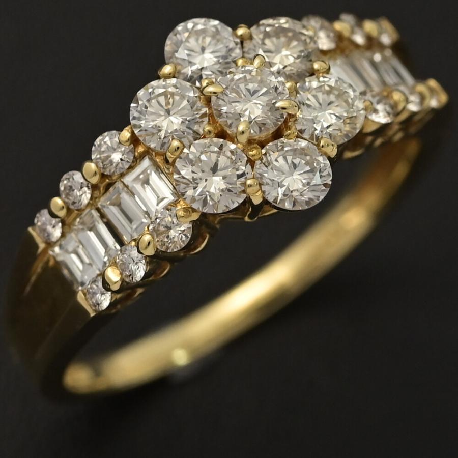 1.00ct/フラワーモチーフ ダイヤモンド リング・指輪/K18YG/750-2.6g