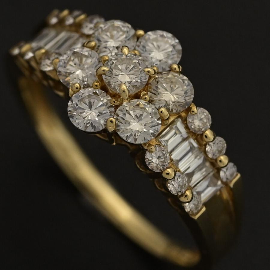 1.00ct/フラワーモチーフ ダイヤモンド リング・指輪/K18YG/750-2.6g