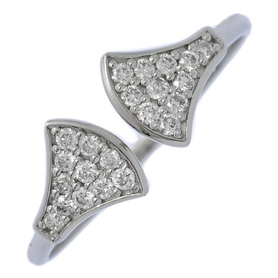 ラスト1点) 0.18ct/扇モチーフ 22P ダイヤモンド イチョウ リング 