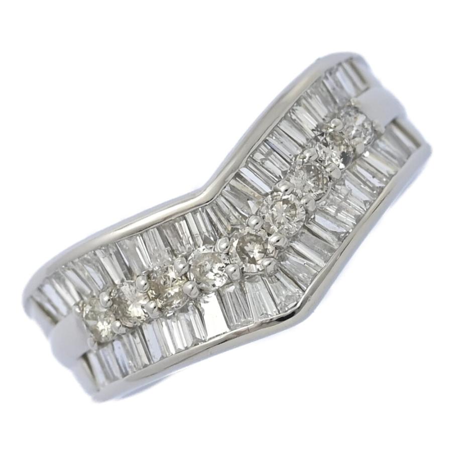 美品 1点モノ 1.00ct V字デザイン ダイヤモンド リング・指輪 Pt900 