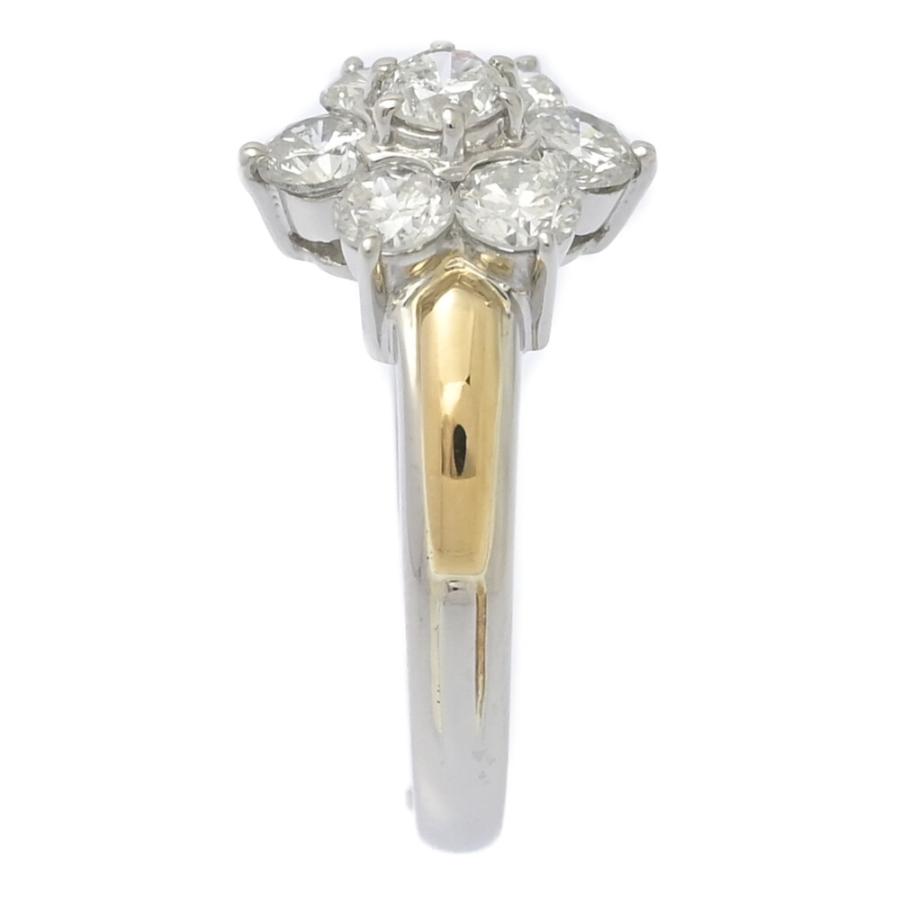 1.04ct/フラワーモチーフ ダイヤモンド リング 指輪/K18/750×Pt900