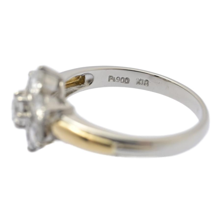 1.04ct/フラワーモチーフ ダイヤモンド リング 指輪/K18/750×Pt900