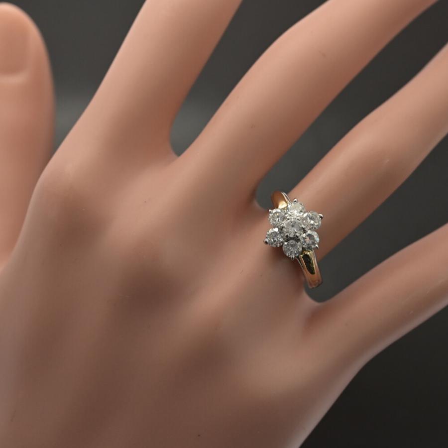 1.04ct/フラワーモチーフ ダイヤモンド リング 指輪/K18/750×Pt900