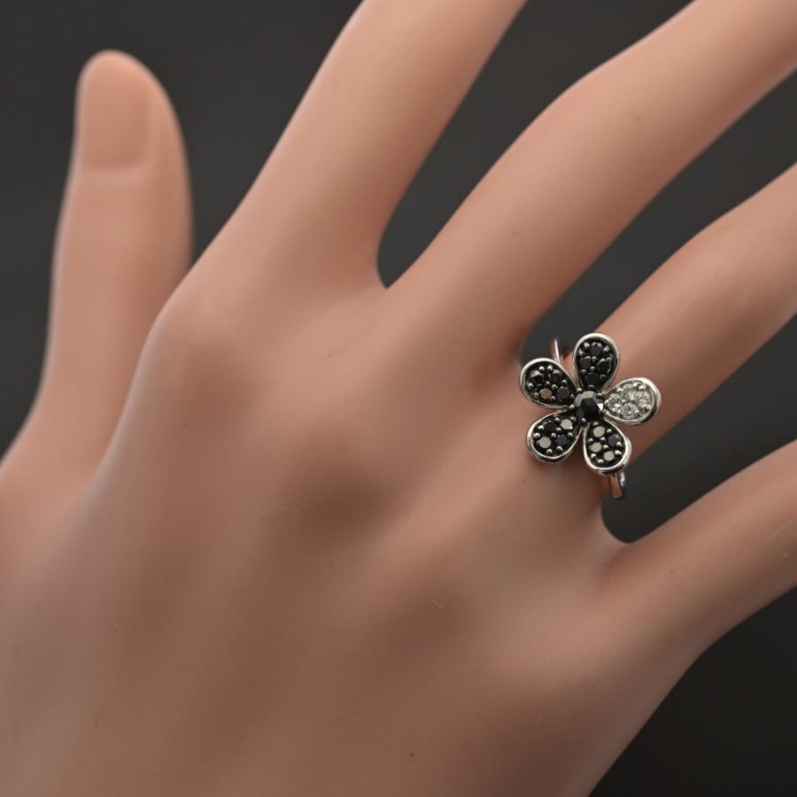 0.5ct/フラワーモチーフ・ブラックダイヤモンド・ダイヤモンドリング
