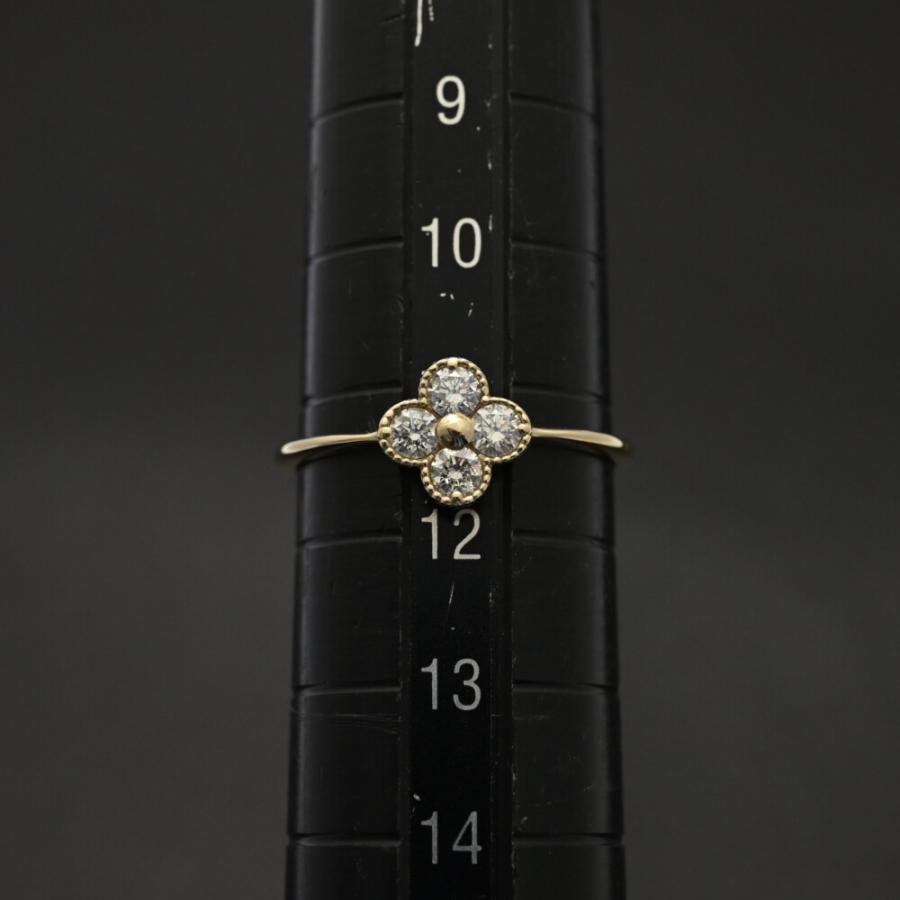 美品 0.23ct フラワーモチーフ 4粒 ダイヤモンド リング 指輪