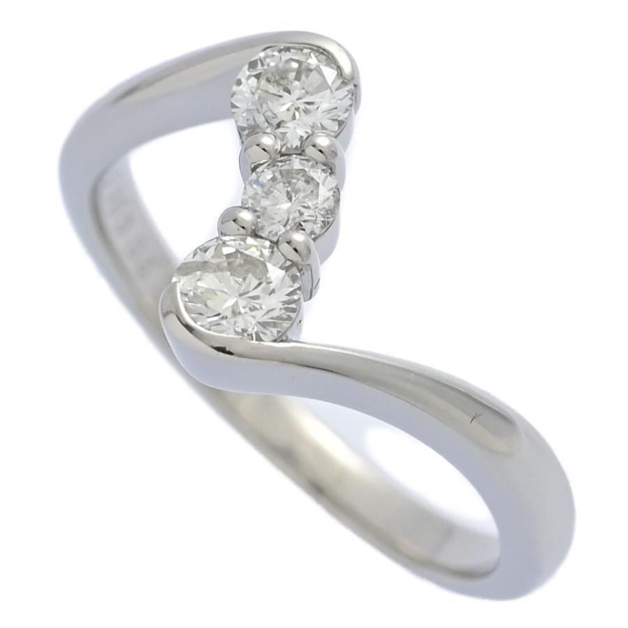 0.2ct/FD:0.26ct/N字ライン 3粒 ダイヤモンド リング 指輪/Pt900-4.5g