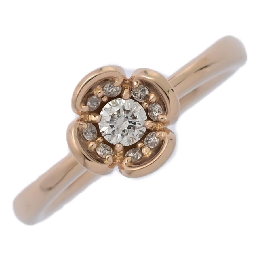美品 0.2ct 4℃ ヨンドシー 9粒 ダイヤモンド フラワーモチーフ