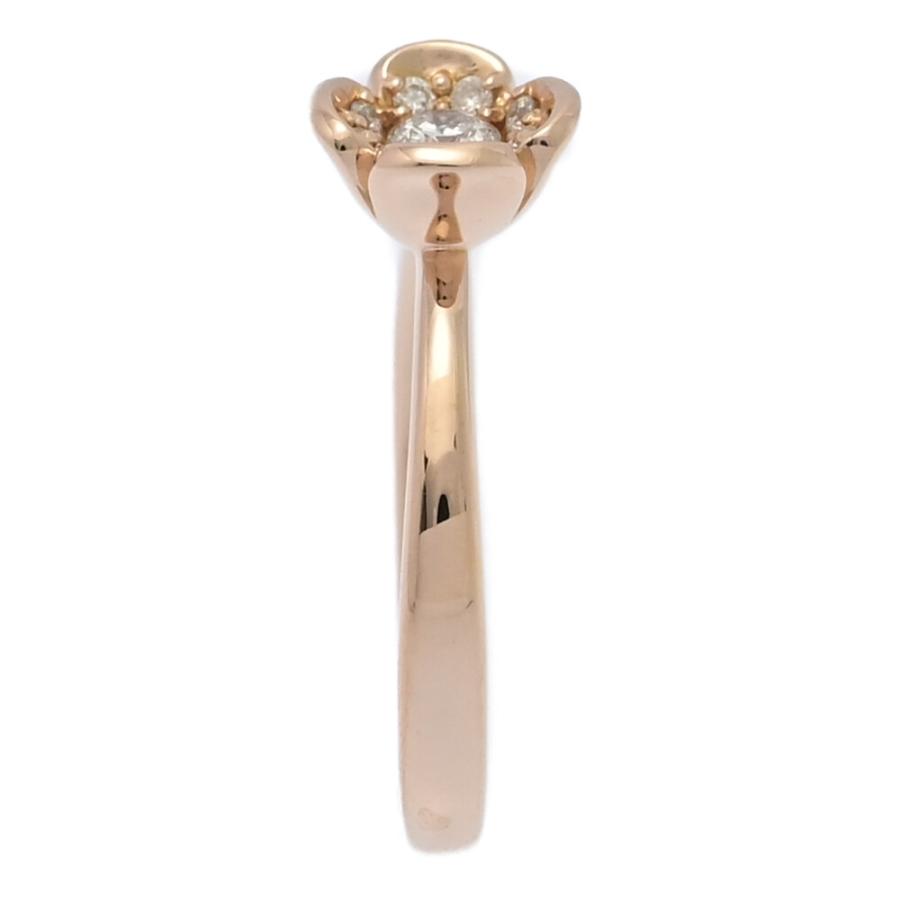 美品 0.2ct 4℃ ヨンドシー 9粒 ダイヤモンド フラワーモチーフ リング 
