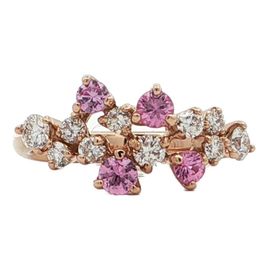 0.53ct 0.42ct ピンクサファイア ダイヤモンド リング 指輪 K18PG/750