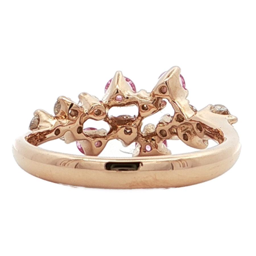 0.53ct 0.42ct ピンクサファイア ダイヤモンド リング 指輪 K18PG/750