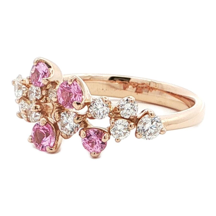 0.53ct 0.42ct ピンクサファイア ダイヤモンド リング 指輪 K18PG/750