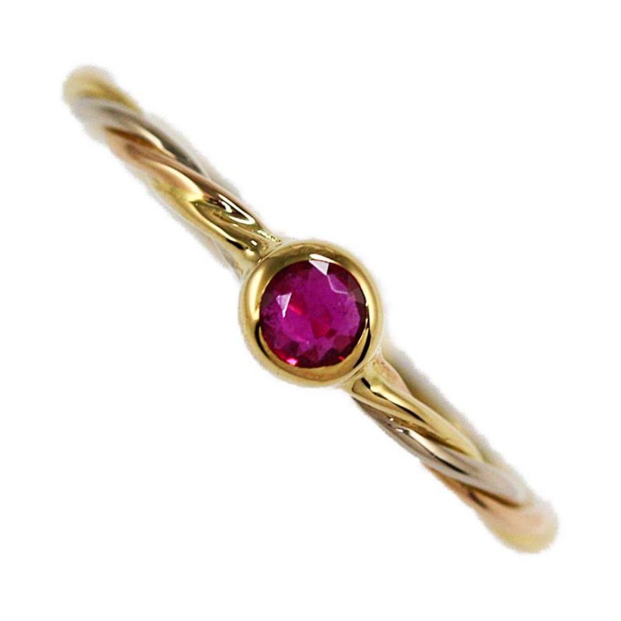 Cartier カルティエ ルビー トリニティツイストリング/K18YG WG PG/750