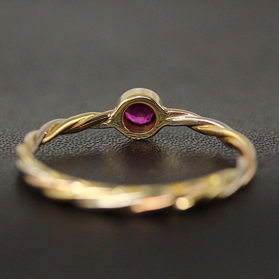 Cartier カルティエ ルビー トリニティツイストリング/K18YG WG PG/750  