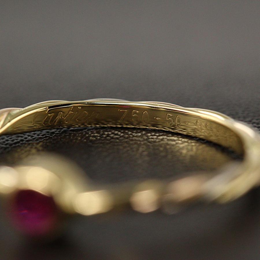 Cartier カルティエ ルビー トリニティツイストリング/K18YG WG PG/750  
