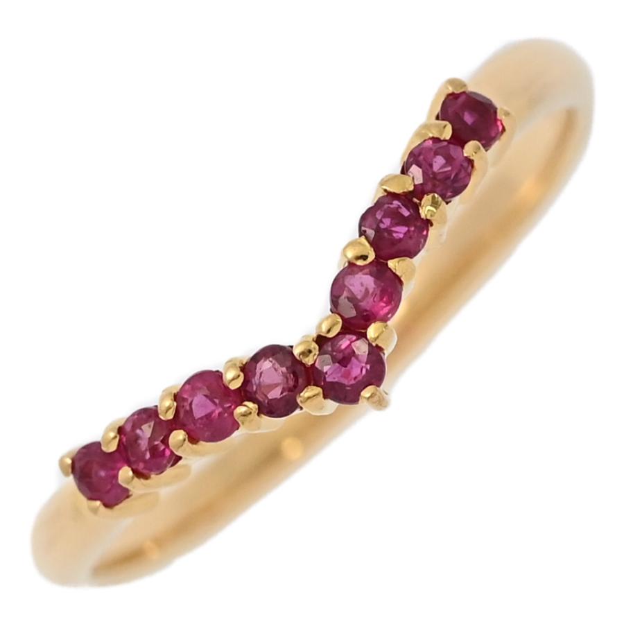 V字・ルビーリング・指輪/K18YG/750-1.6g/11.5号/#51.5/イエロー