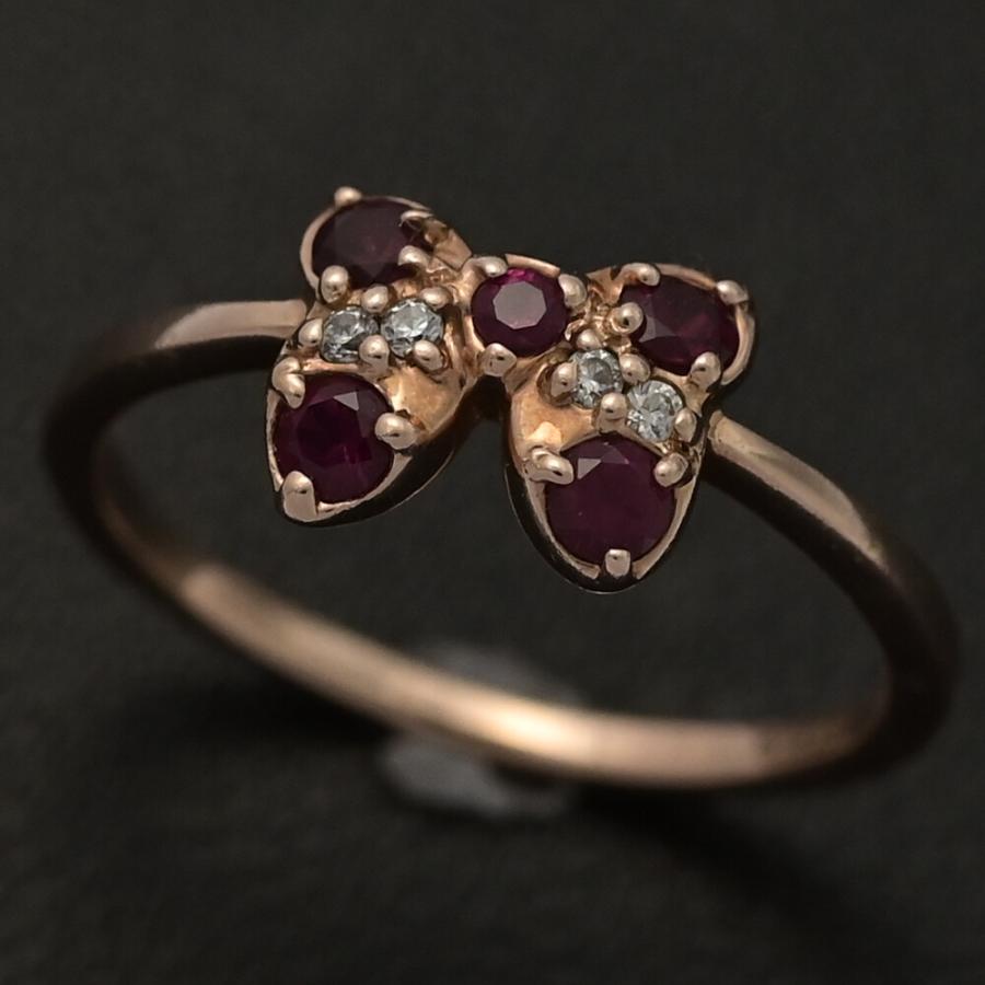 Disney（ディズニー） 5P・ミニーモチーフ ルビー・ダイヤモンドリング