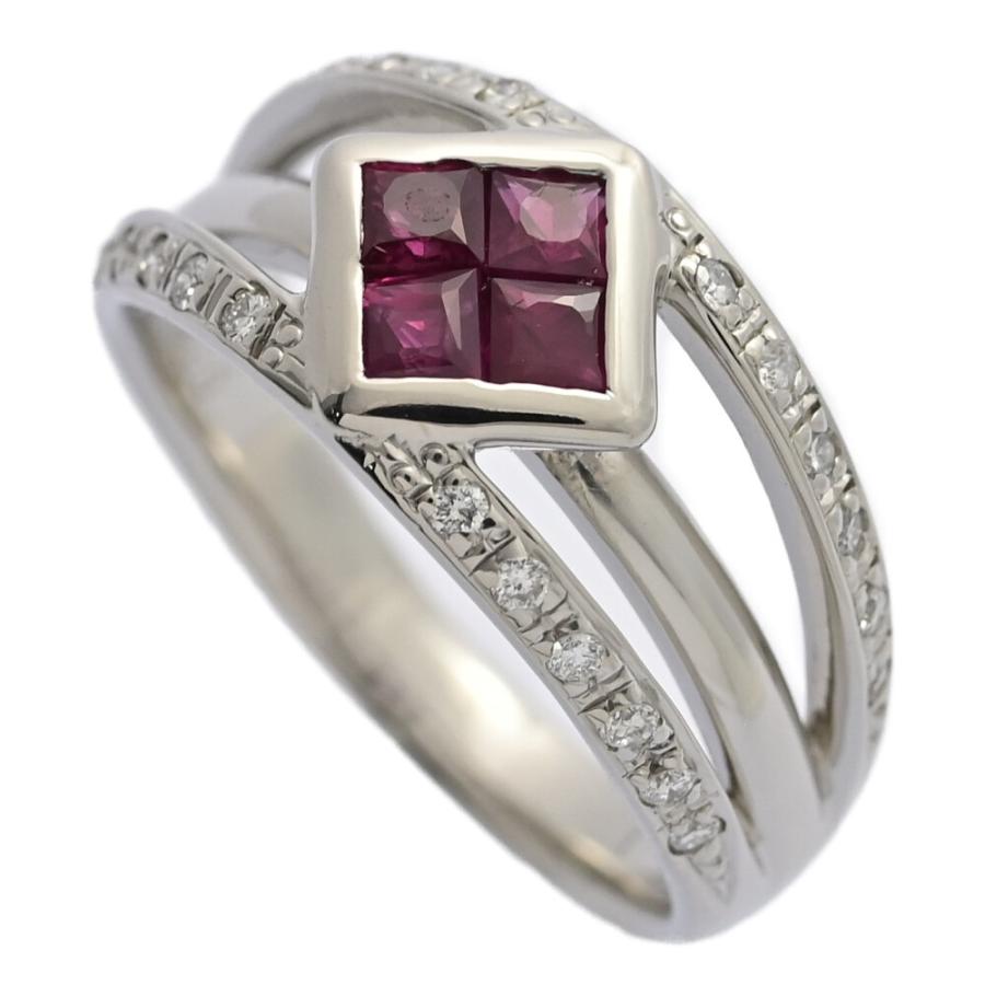 RU0.6ct/FD:0.18ct/スクエアモチーフ ルビー ダイヤモンド リング 指輪
