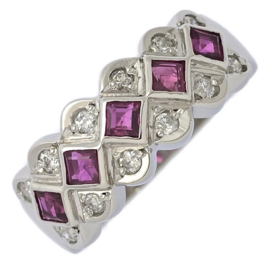 RU0.73ct/FD:0.23ct/スカラップデザイン ルビー ダイヤモンド リング