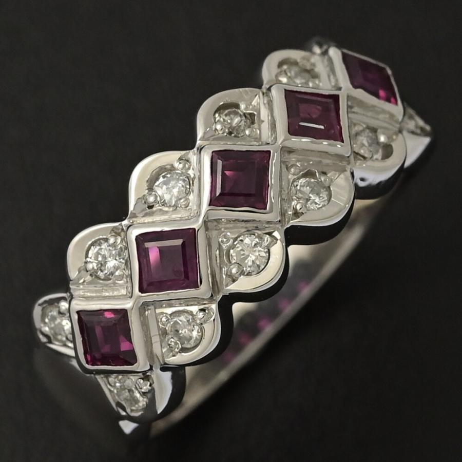 RU0.73ct/FD:0.23ct/スカラップデザイン ルビー ダイヤモンド リング