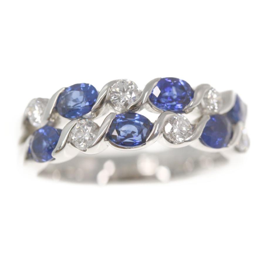 スワ 6P・サファイア・ダイヤモンドリング・指輪/Pt950-8.7g/13号/#53  