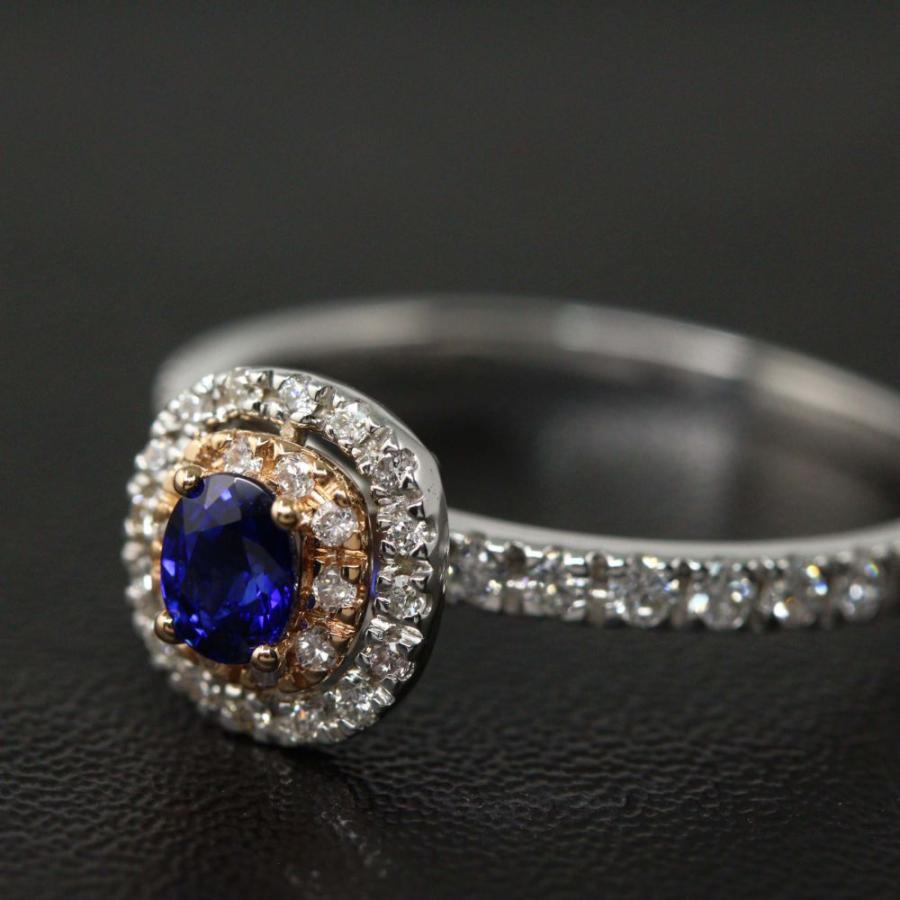 新品】0.27ctロイヤルブルーサファイア ダイヤモンドリング 指輪/K18PG