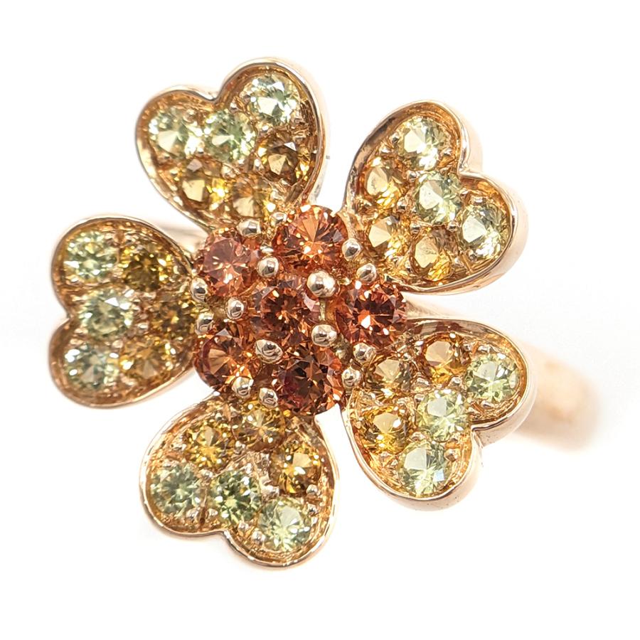 ヴァンドーム青山 フラワーモチーフ・サファイアリング・指輪/K18PG  