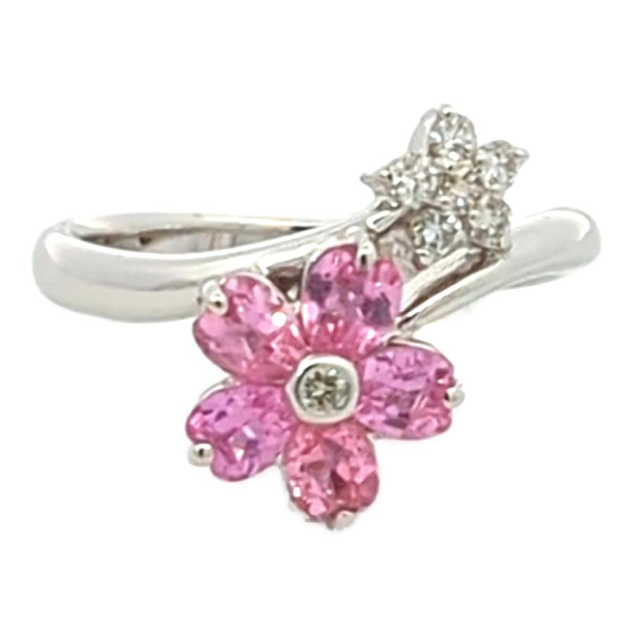 1ct 0.13ct スリランカ ピンクサファイア ダイヤモンド フラワー 