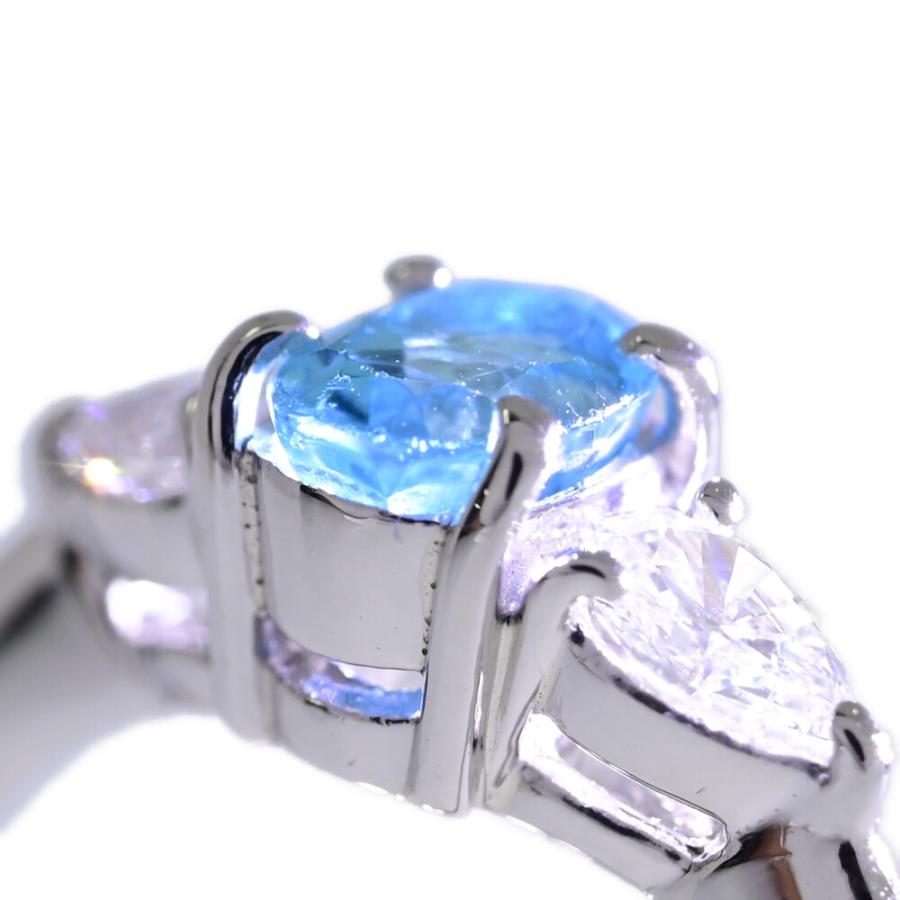 パライバトルマリンリング・指輪/PT0.41ct/FD:0.24ct/Pt900-3.9g/9号