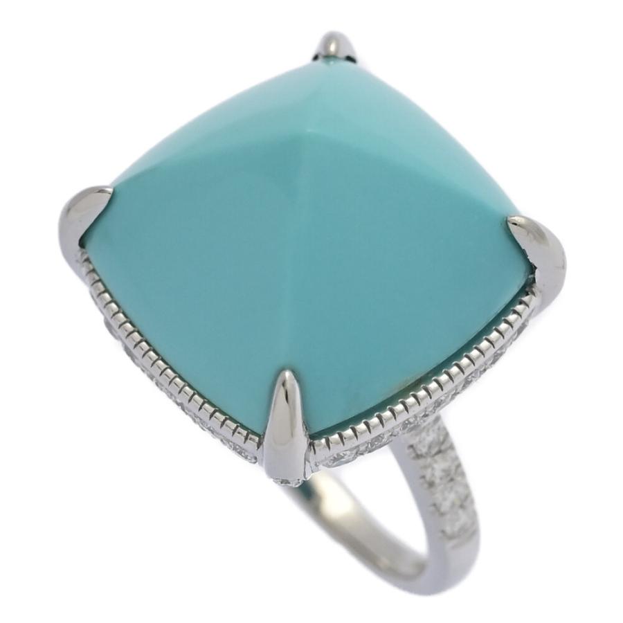 美品 TU13.12ct/FD:1.02ct/ターコイズ トルコ石 ダイヤモンド リング
