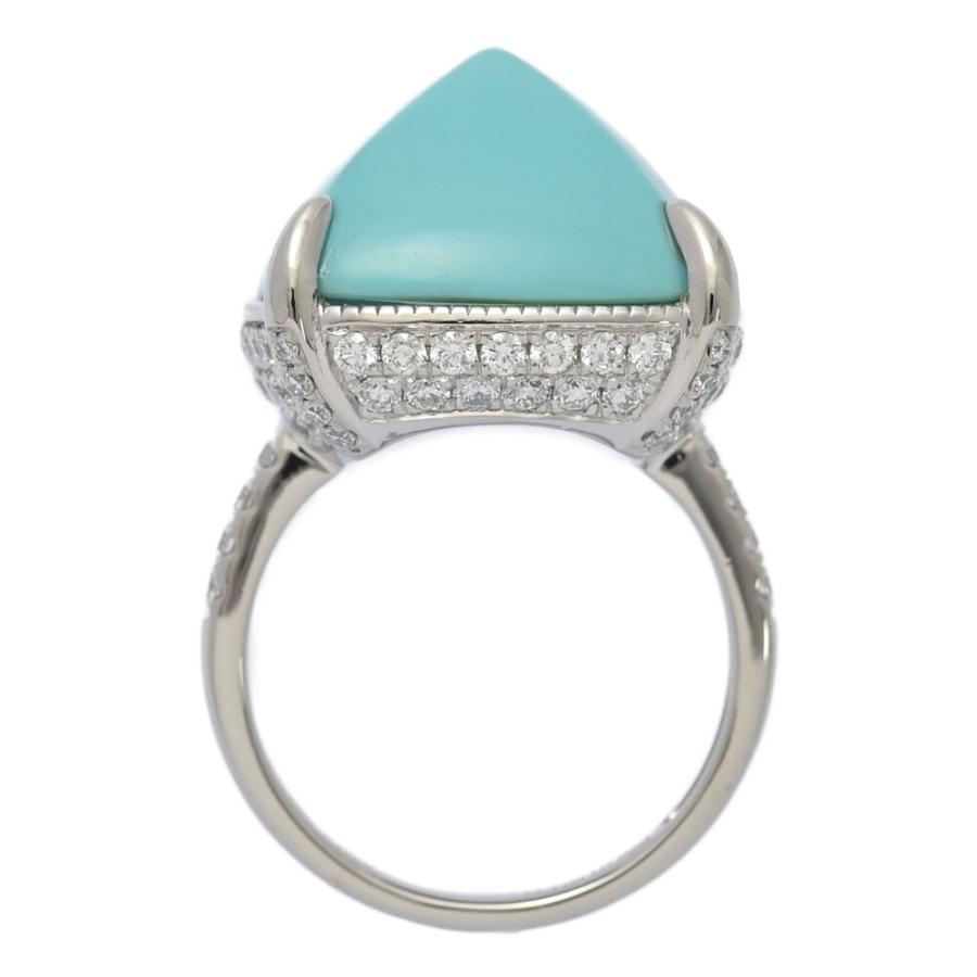 美品 TU13.12ct/FD:1.02ct/ターコイズ トルコ石 ダイヤモンド リング