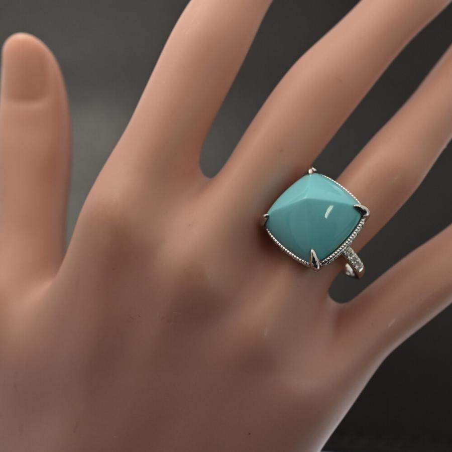 美品 TU13.12ct/FD:1.02ct/ターコイズ トルコ石 ダイヤモンド リング