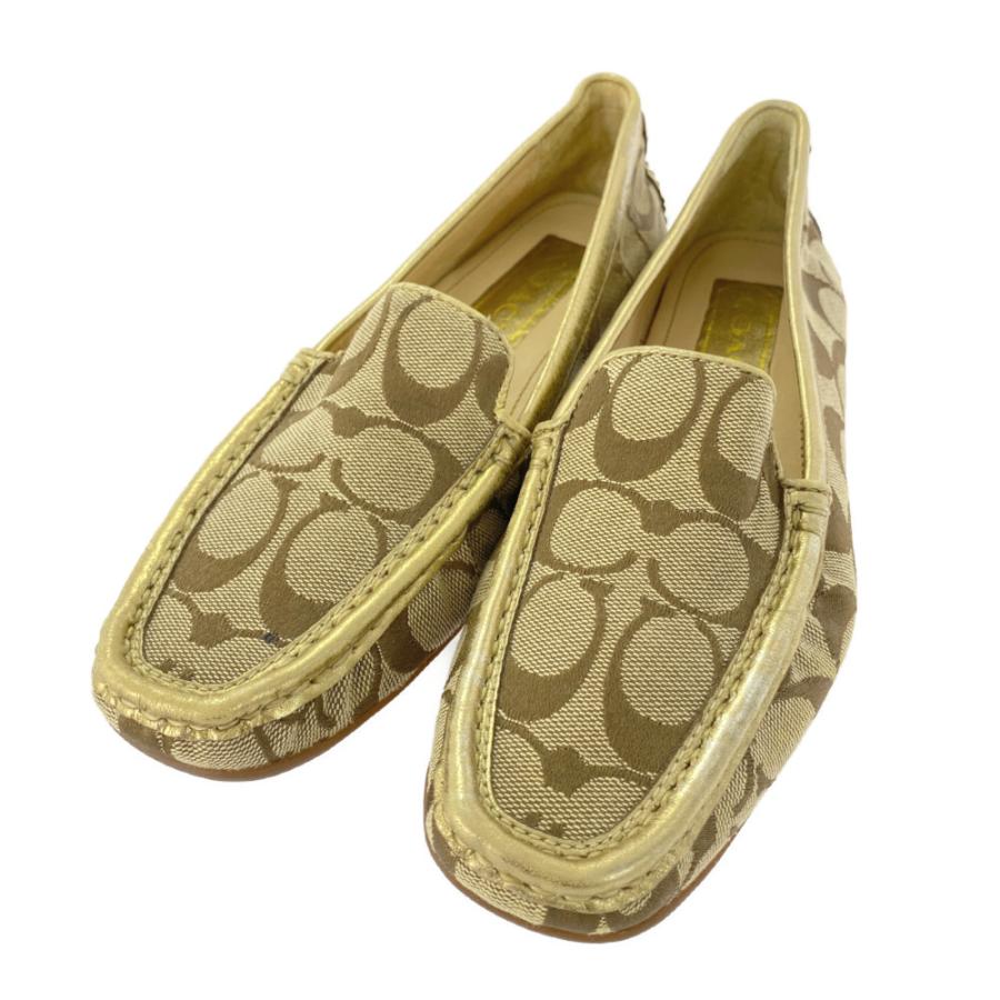 COACH コーチ シグネチャー フラットシューズ靴/Q167/7M/ベージュ 