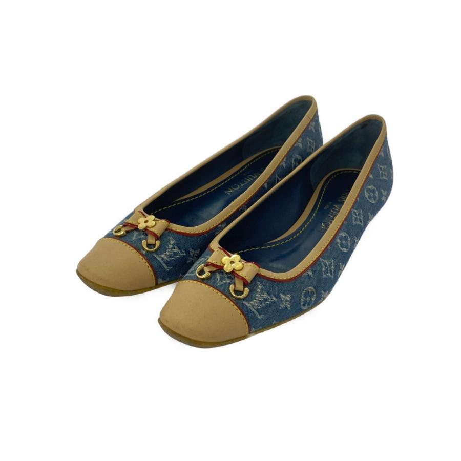 ルイヴィトン モノグラム・デニム・リボン・チャーム付フラット