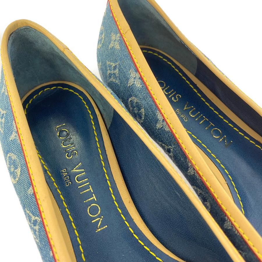 ルイヴィトン モノグラム・デニム・リボン・チャーム付フラット