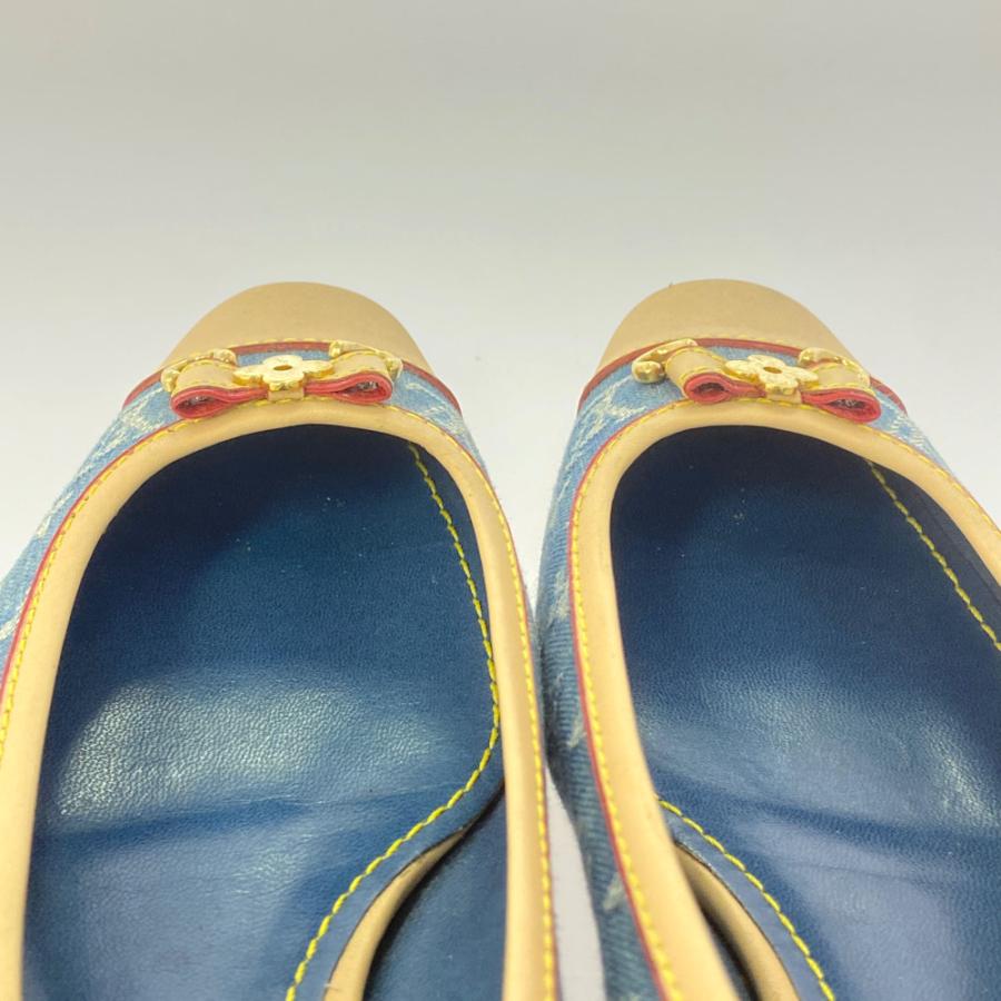 ルイヴィトン モノグラム・デニム・リボン・チャーム付フラット