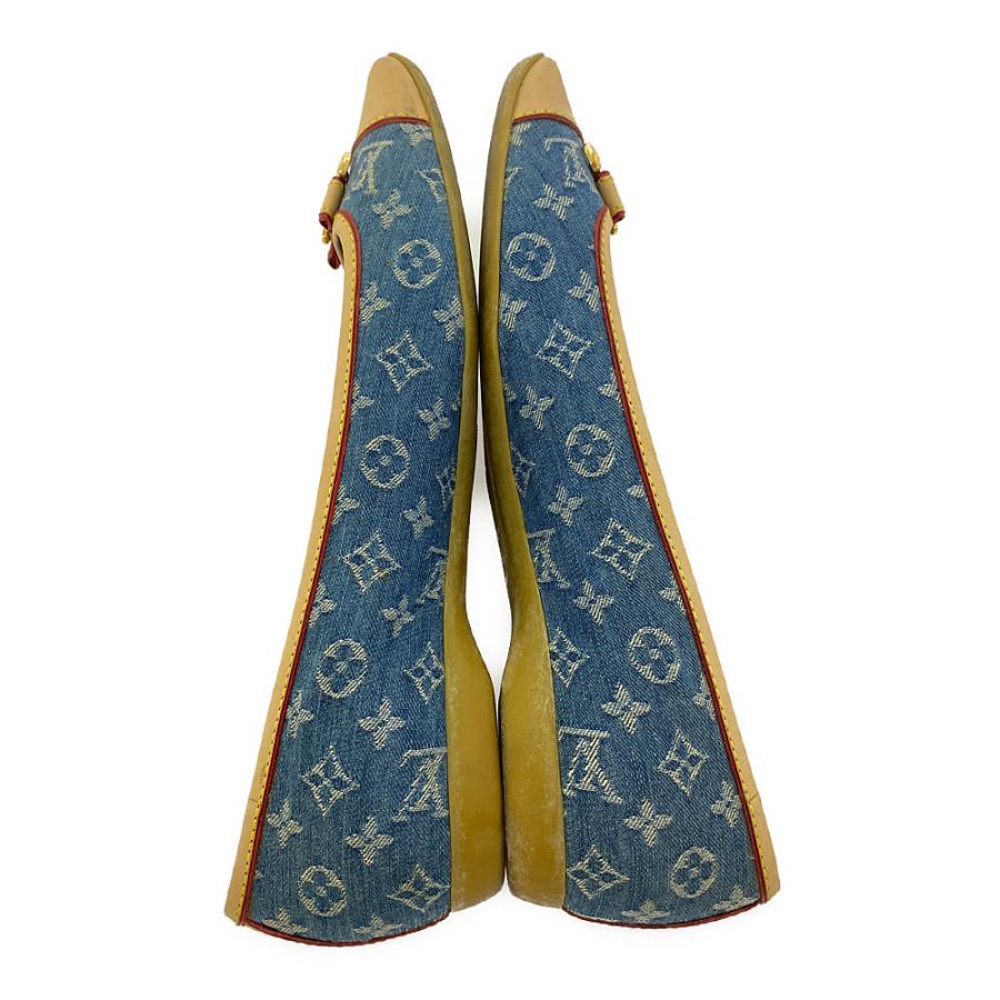 ルイヴィトン モノグラム・デニム・リボン・チャーム付フラット