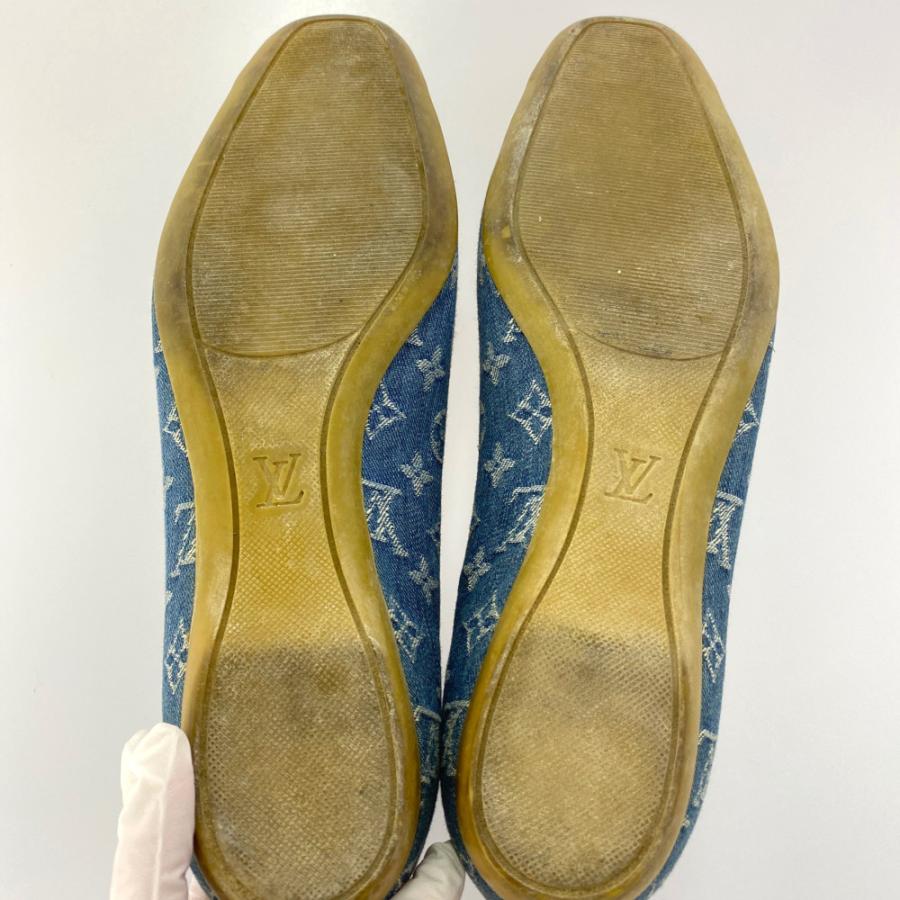 ルイヴィトン モノグラム・デニム・リボン・チャーム付フラット