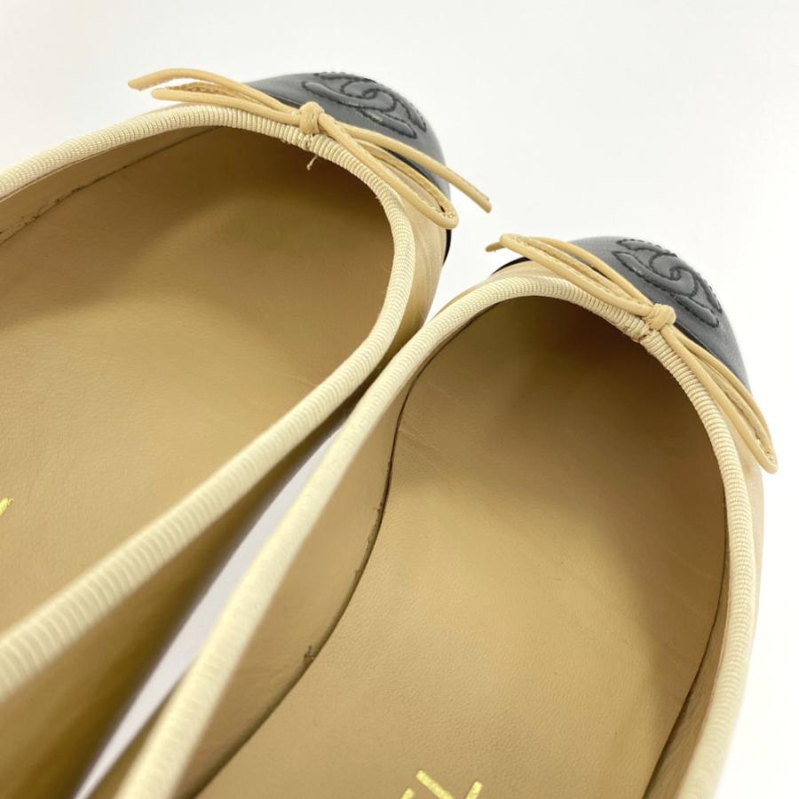 CHANEL シャネル バイカラー ココマーク バレリーナ レザー CHANEL シャネル バイカラー ココマーク バレリーナ レザー