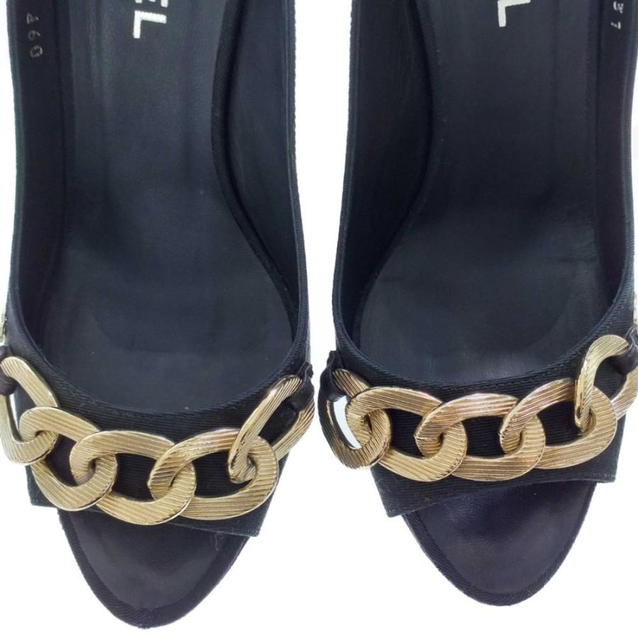 CHANEL オープントゥハイヒール 35サイズ　ココ　ゴールドロゴ 極美品 CHANEL ココマーク ハイヒール オープントゥ 35 1/2 箱