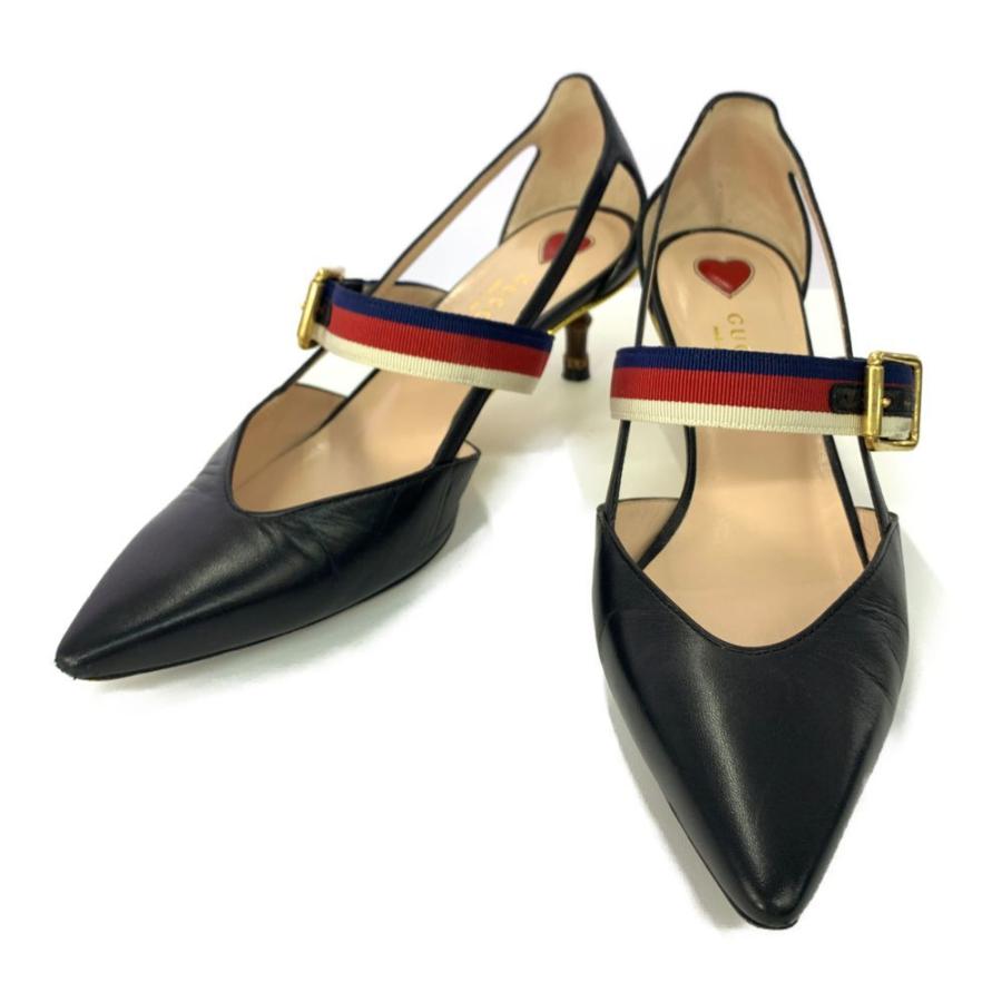 GUCCI（グッチ） バンブー・ウェブベルト付き・ポインテッドトゥレザー