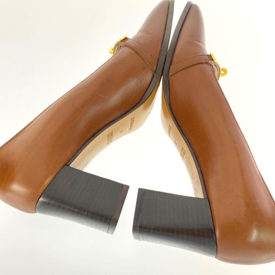 HERMES エルメス ケリー金具・スクエアトゥレザーパンプス 靴/37(23.5  